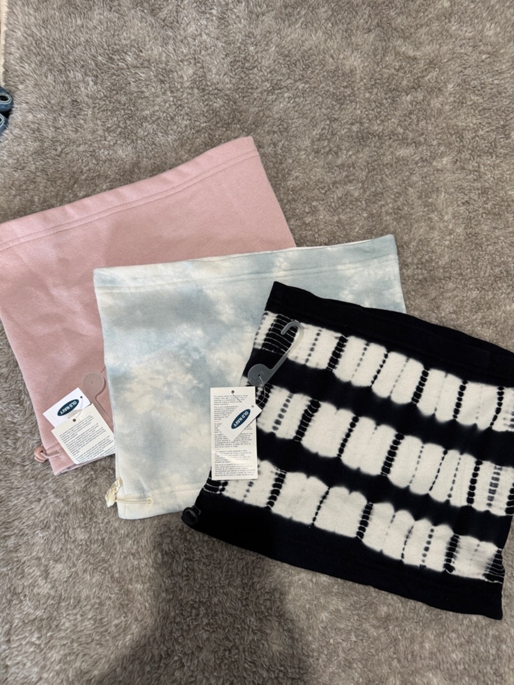 Old Navy Pink, Light Blue Tie-Dye & Black White Tie-Dye Neck Gaiter Set